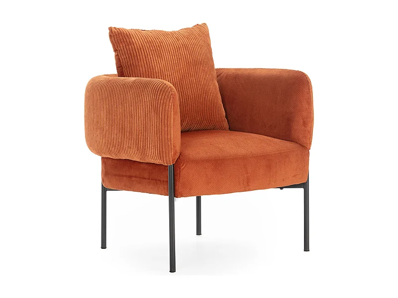 Fauteuil en velours côtelé met metalen pieds 70x61 h72 cm