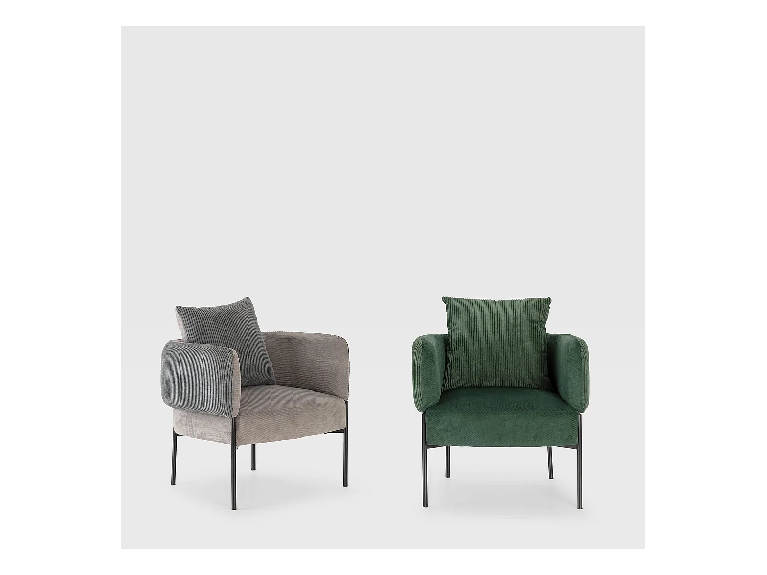 Fauteuil en tissu avec pieds en métal noir L73 cm - ARUNI