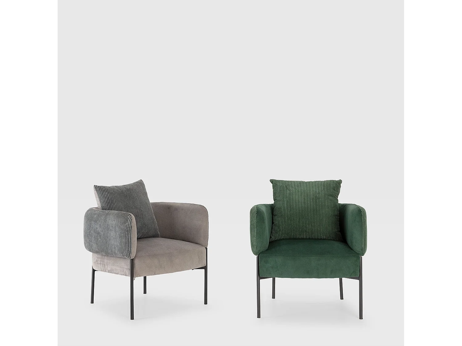 Fauteuil en tissu avec pieds en métal noir L73 cm - ARUNI