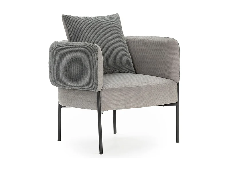 Poltrona in velluto a coste con gambe in metallo 70x61 h72 cm