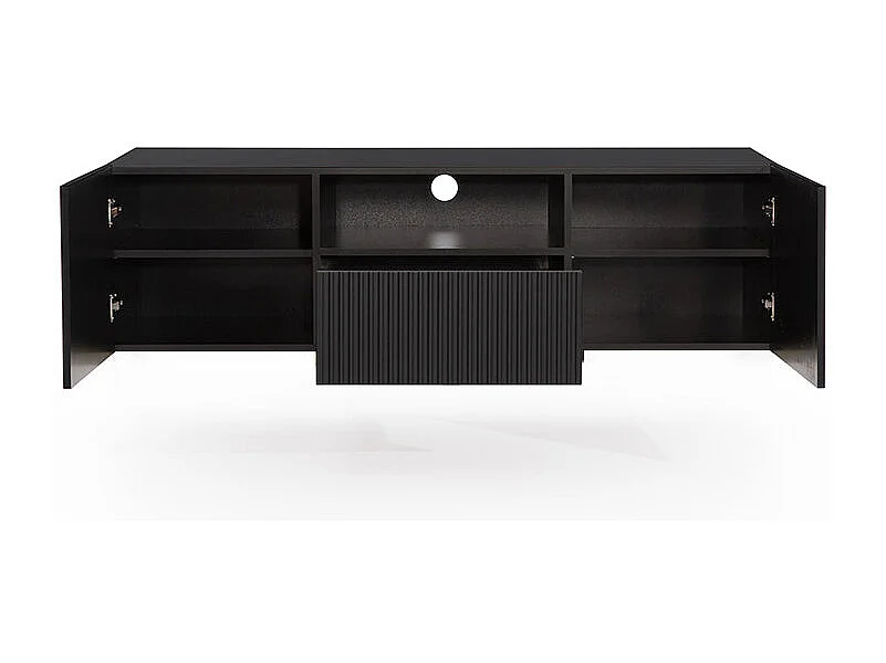Hangend TV-meubel met 2 deuren en 1 zwarte lade 150x45 cm