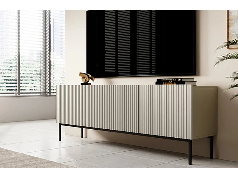 Móvel TV 2 portas de batente 1 gaveta de caxemira com pé metálico 150x45 cm