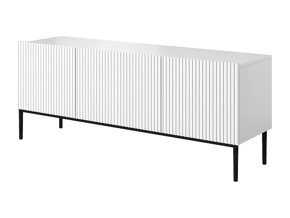 TV-meubel met 2 vouwdeuren en 1 witte lade met metalen onderstel 150x45 cm