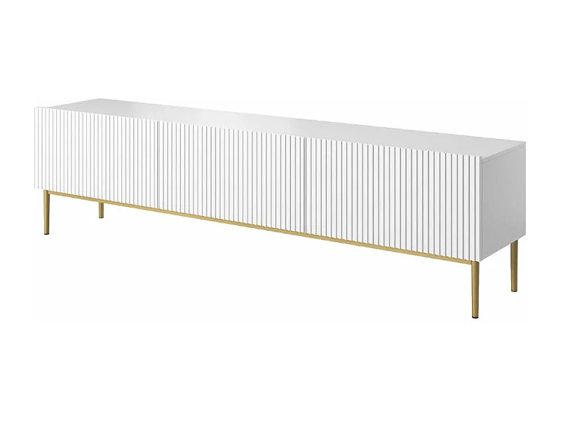 Mobile tv 2 ante a ribalta 1 cassetto bianco piede oro 200x45 cm