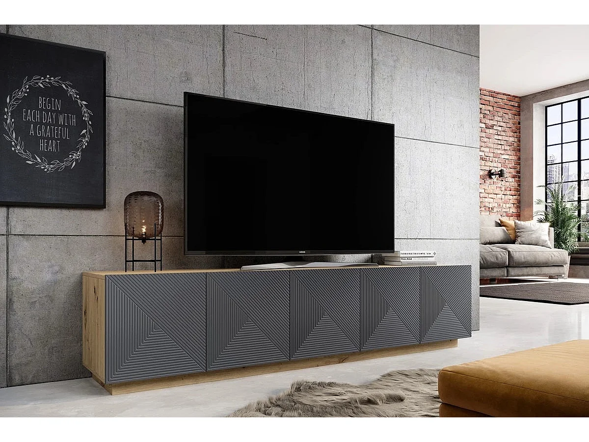 Mobile tv 5 ante in legno laminato 200x40 cm