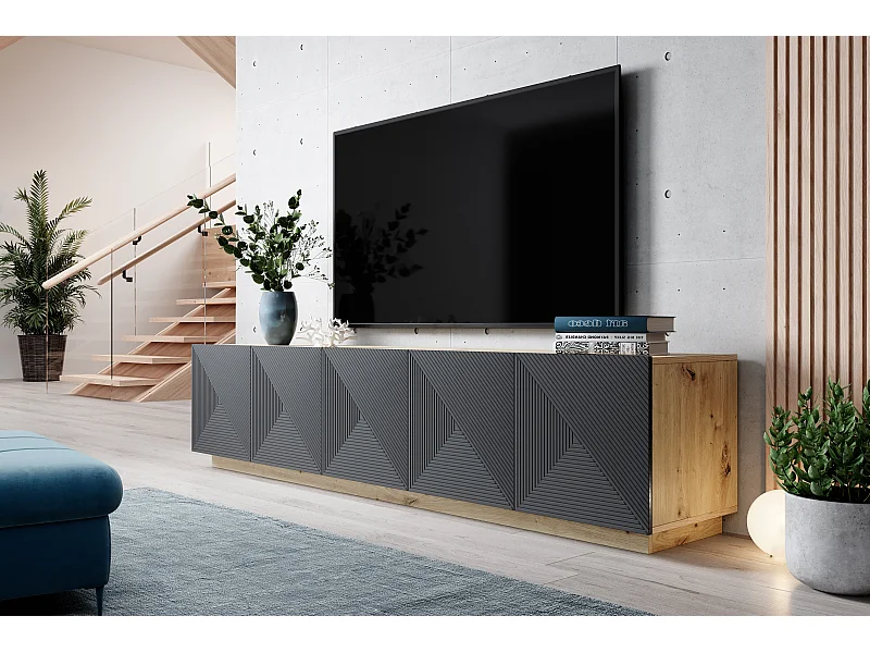 Mobile tv 5 ante in legno laminato 200x40 cm
