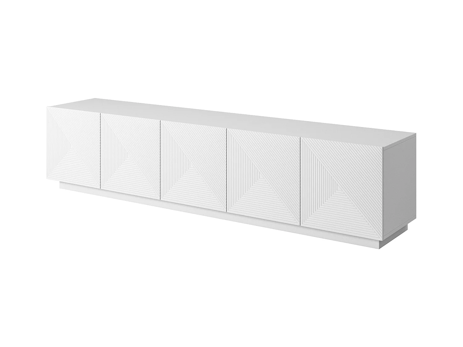Mueble TV 5 puertas blanco en madera laminada 200x40 cm