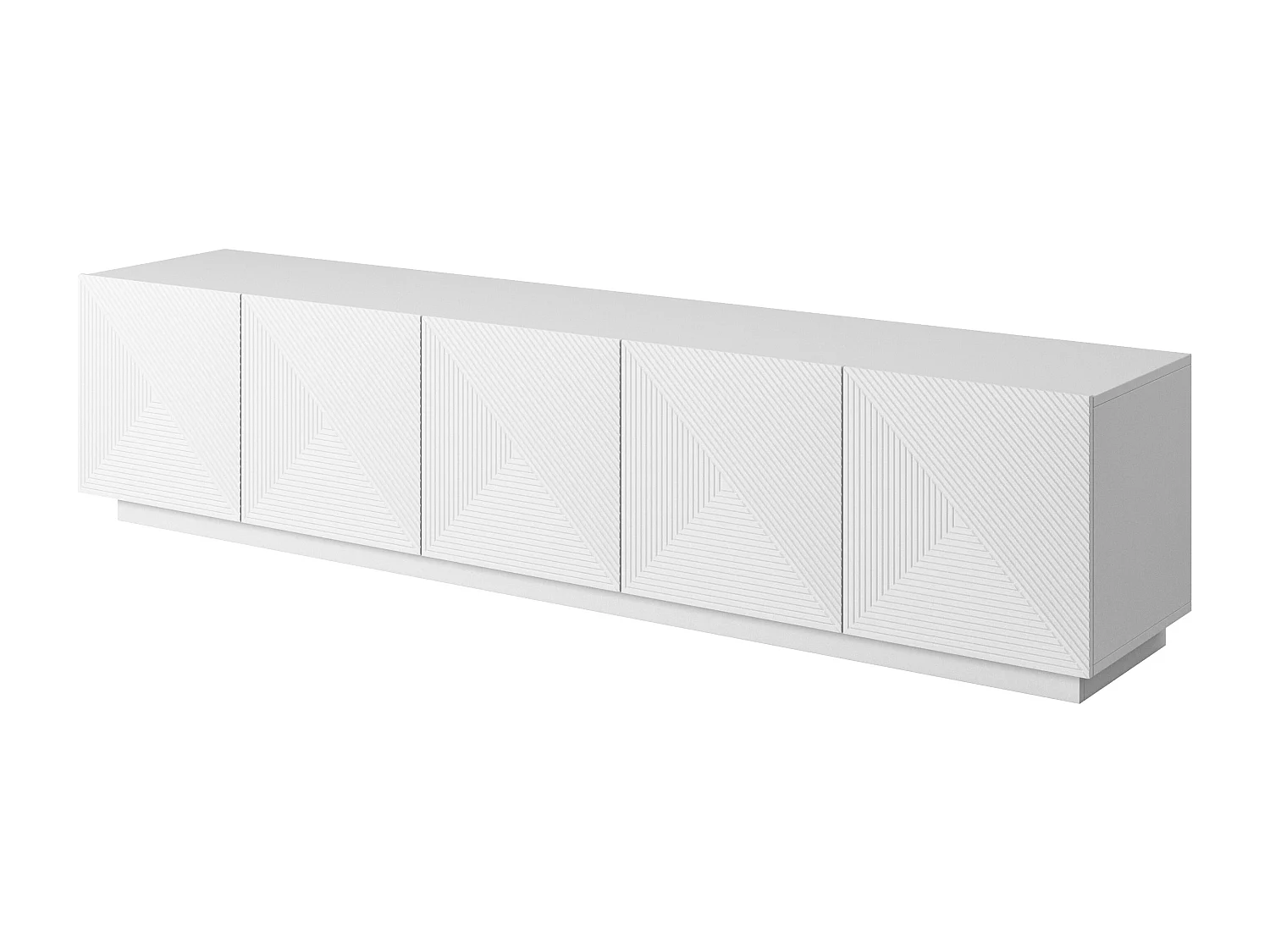 Mueble TV 5 puertas blanco en madera laminada 200x40 cm