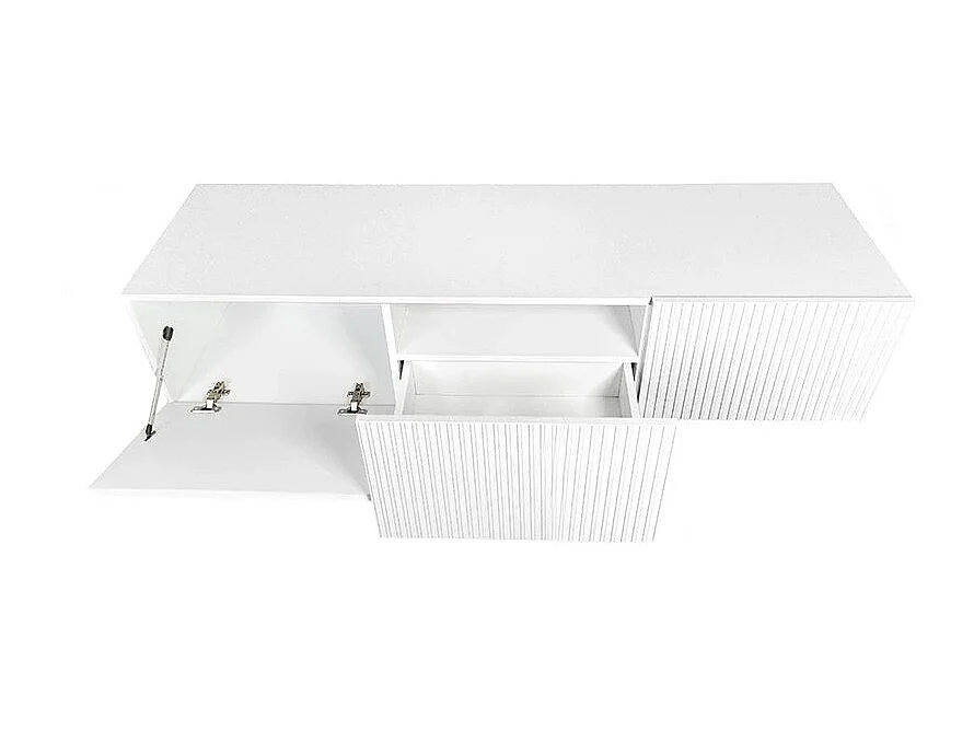 Mueble TV suspendido 2 puertas abatibles 1 cajón blanco 150x45 cm