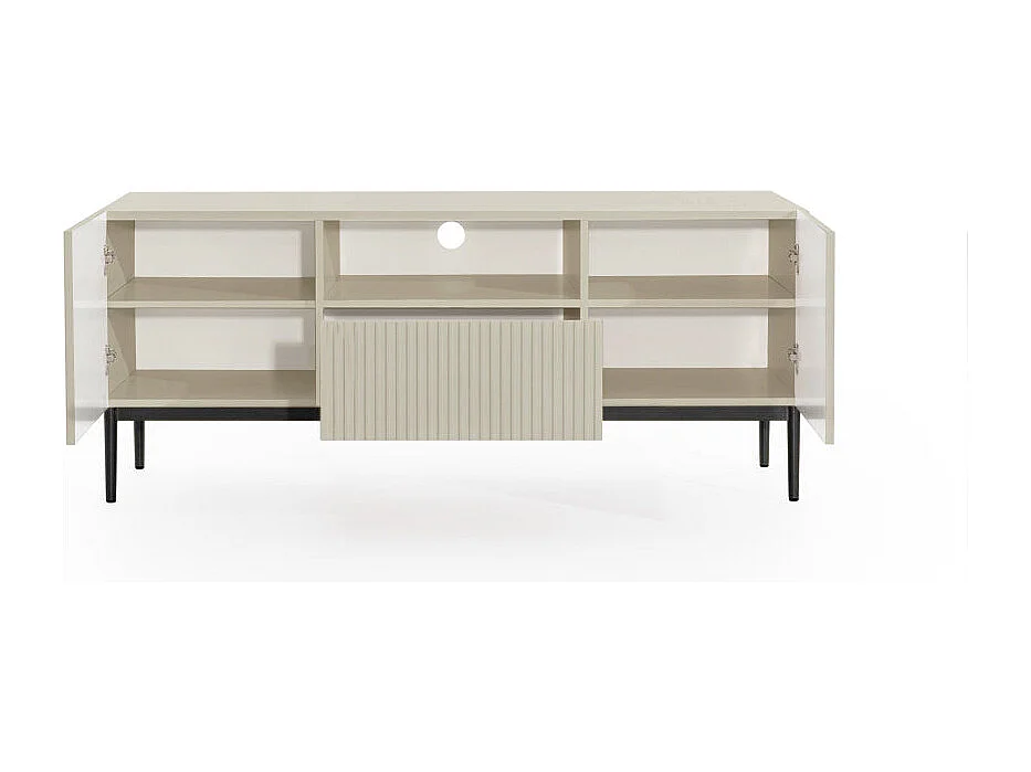 TV-Schrank aus Kaschmir mit 2 Türen und 1 Schublade mit schwarzem Metallfuß 150x45cm