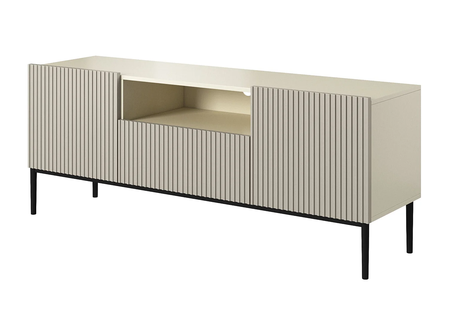 Móvel TV de caxemira com 2 portas e 1 gaveta com pé em metal preto 150x45cm