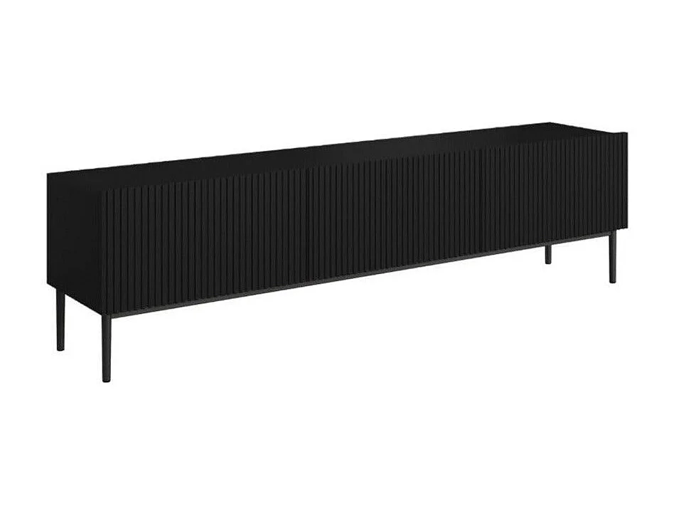 TV-Schrank 2 Falttüren 1 schwarze Schublade mit schwarzem Fuß 200x45 cm