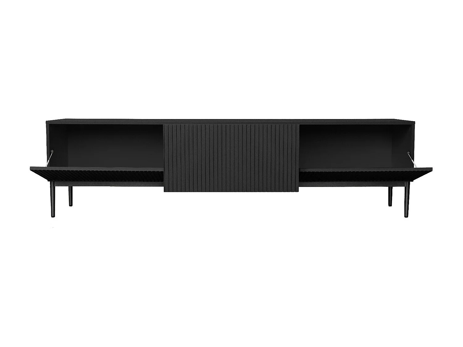 TV-Schrank 2 Falttüren 1 schwarze Schublade mit schwarzem Fuß 200x45 cm