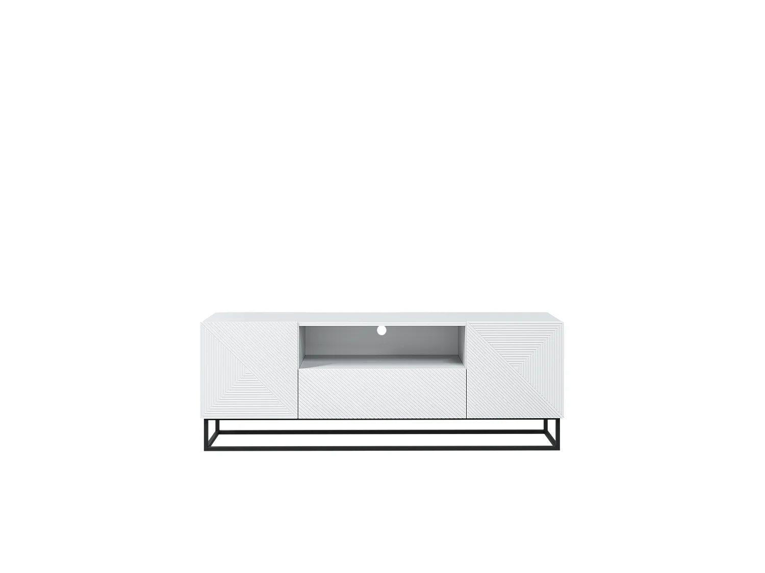 TV-Schrank, 2 Türen, 1 Schublade, weiß laminierter Metallfuß, 167 x 40 cm