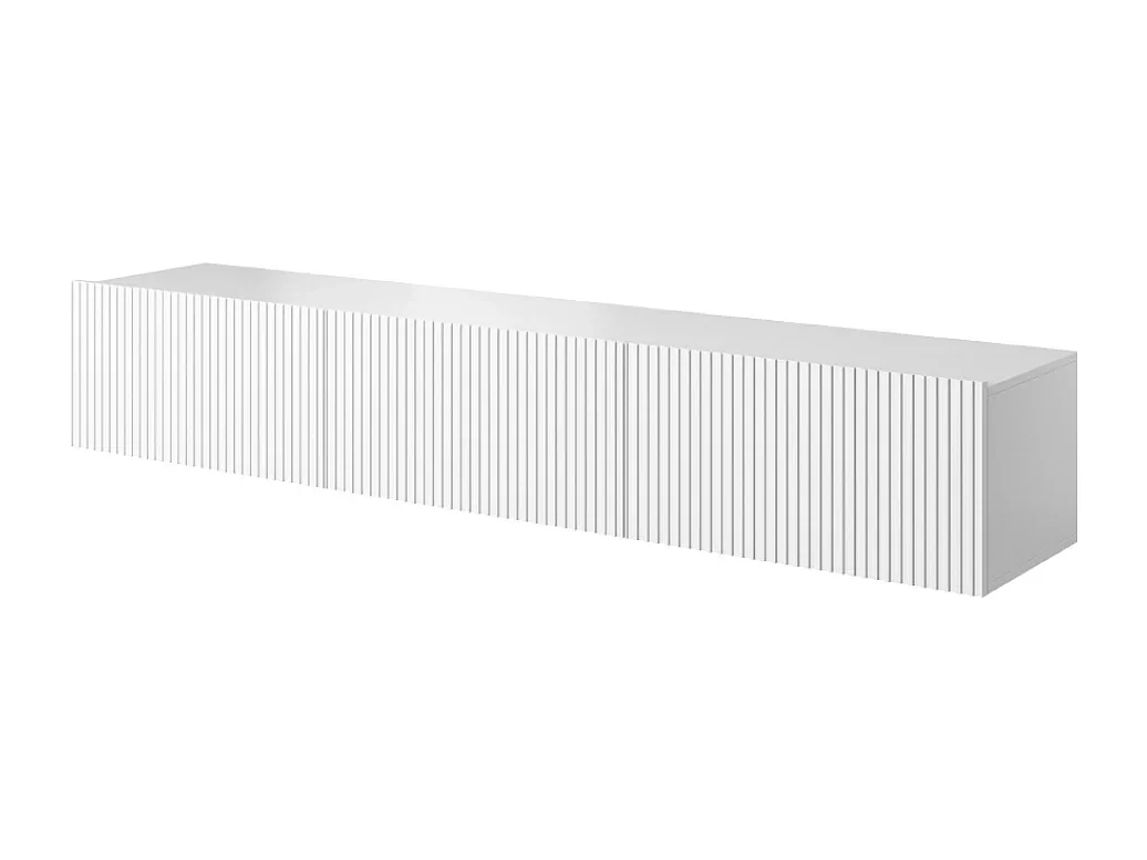 Wit hangend TV-meubel met 2 vouwdeuren en 1 lade 200x45 cm