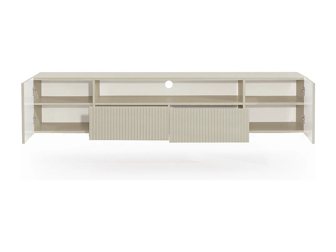 Wit TV-meubel met 2 deuren en 2 lades 200x45 cm