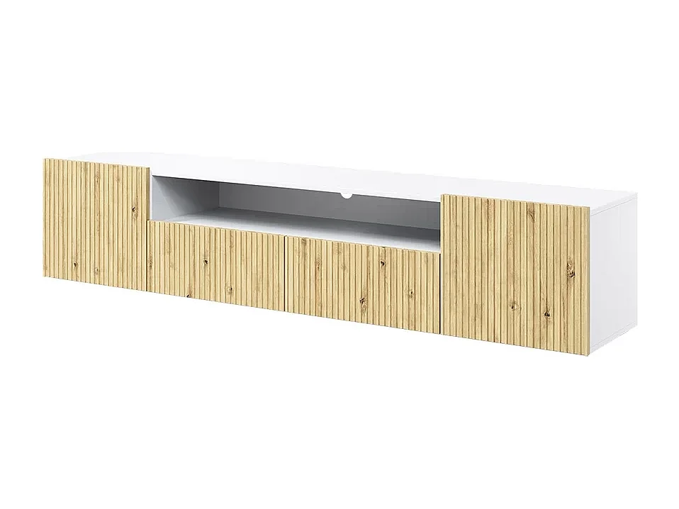 Wit TV-meubel met 2 deuren en 2 lades 200x45 cm
