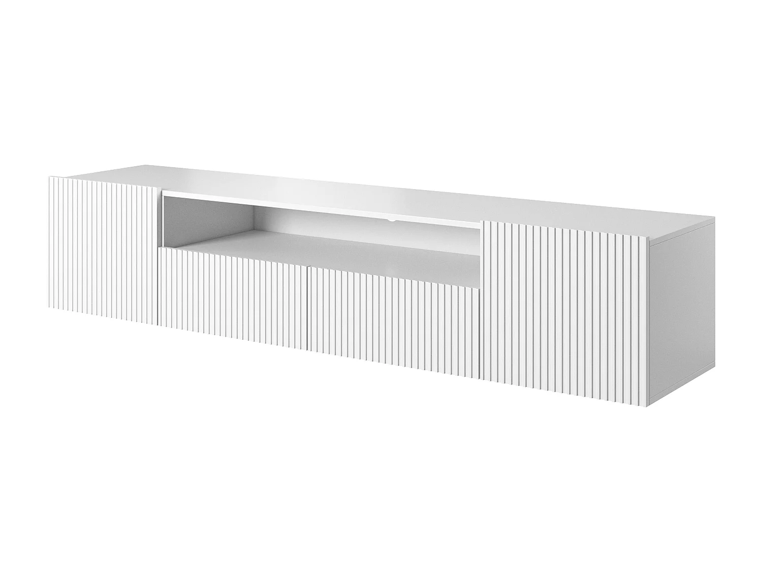 Mueble TV suspendido blanco con 2 puertas y 2 cajones 200x45 cm