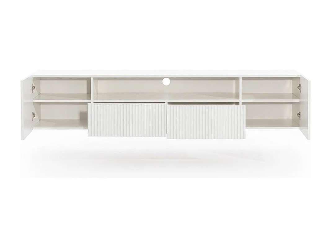 Mueble TV suspendido blanco con 2 puertas y 2 cajones 200x45 cm