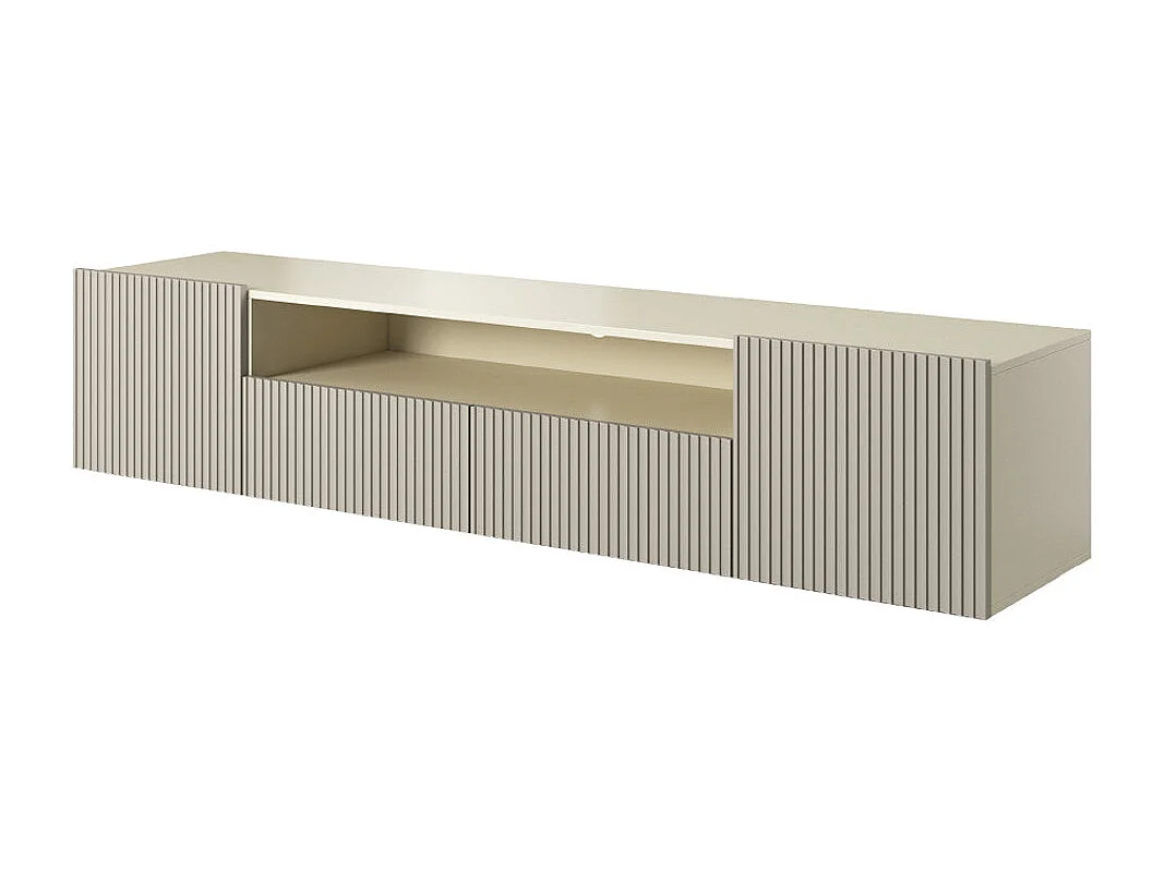 Mueble TV suspendido blanco con 2 puertas y 2 cajones 200x45 cm