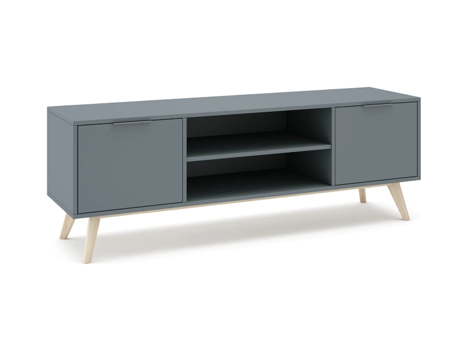 Meuble TV 2 portes avec étagères ouvertes 140x53 cm