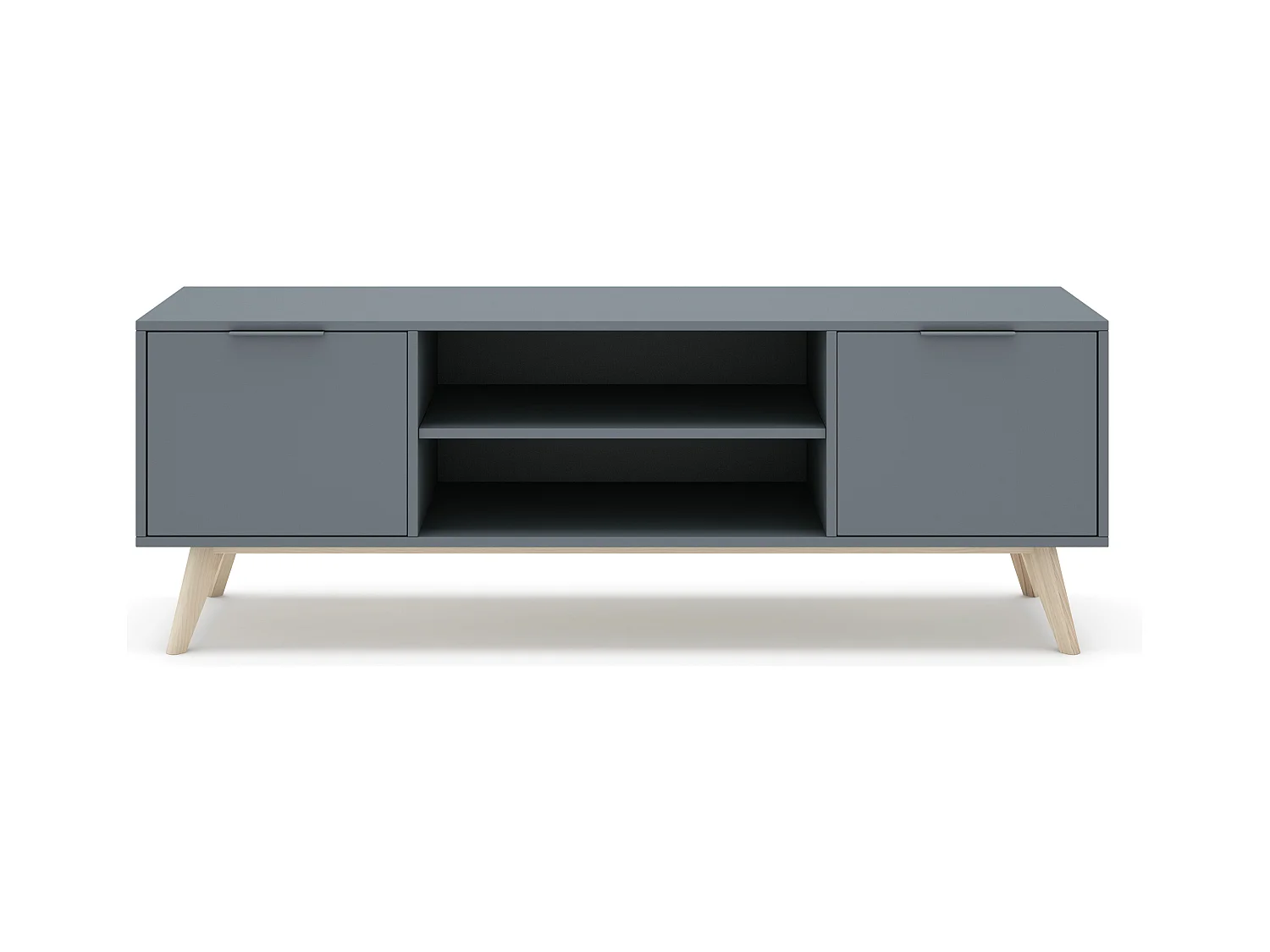 Meuble TV 2 portes avec étagères ouvertes 140x53 cm