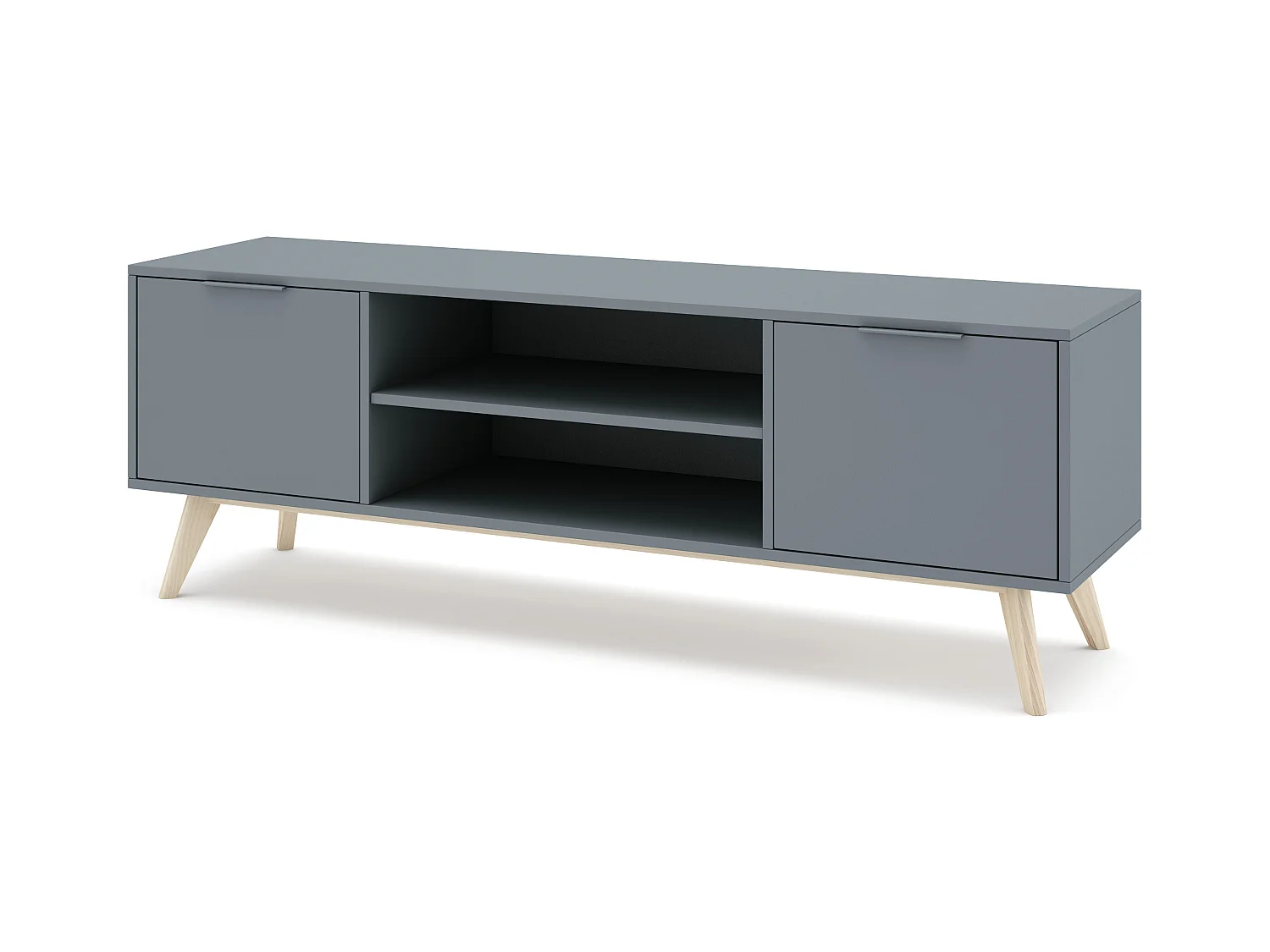 Meuble TV 2 portes avec étagères ouvertes 140x53 cm