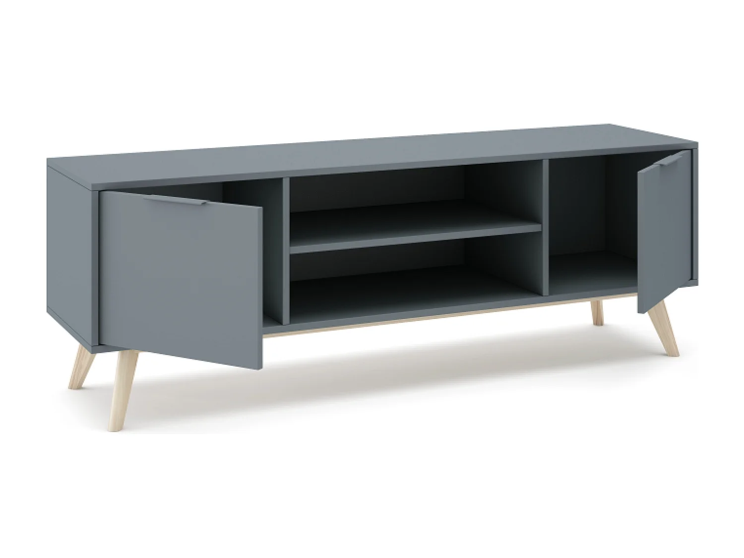 Meuble TV 2 portes avec étagères ouvertes 140x53 cm