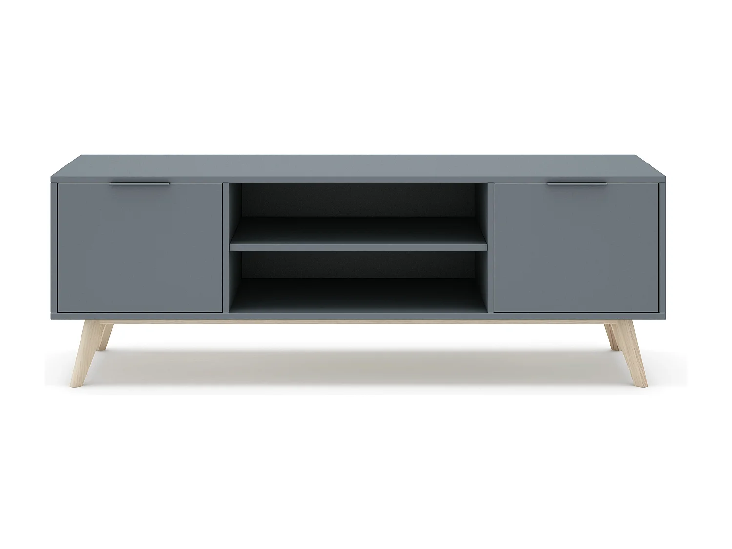 Meuble TV 2 portes avec étagères ouvertes 140x53 cm