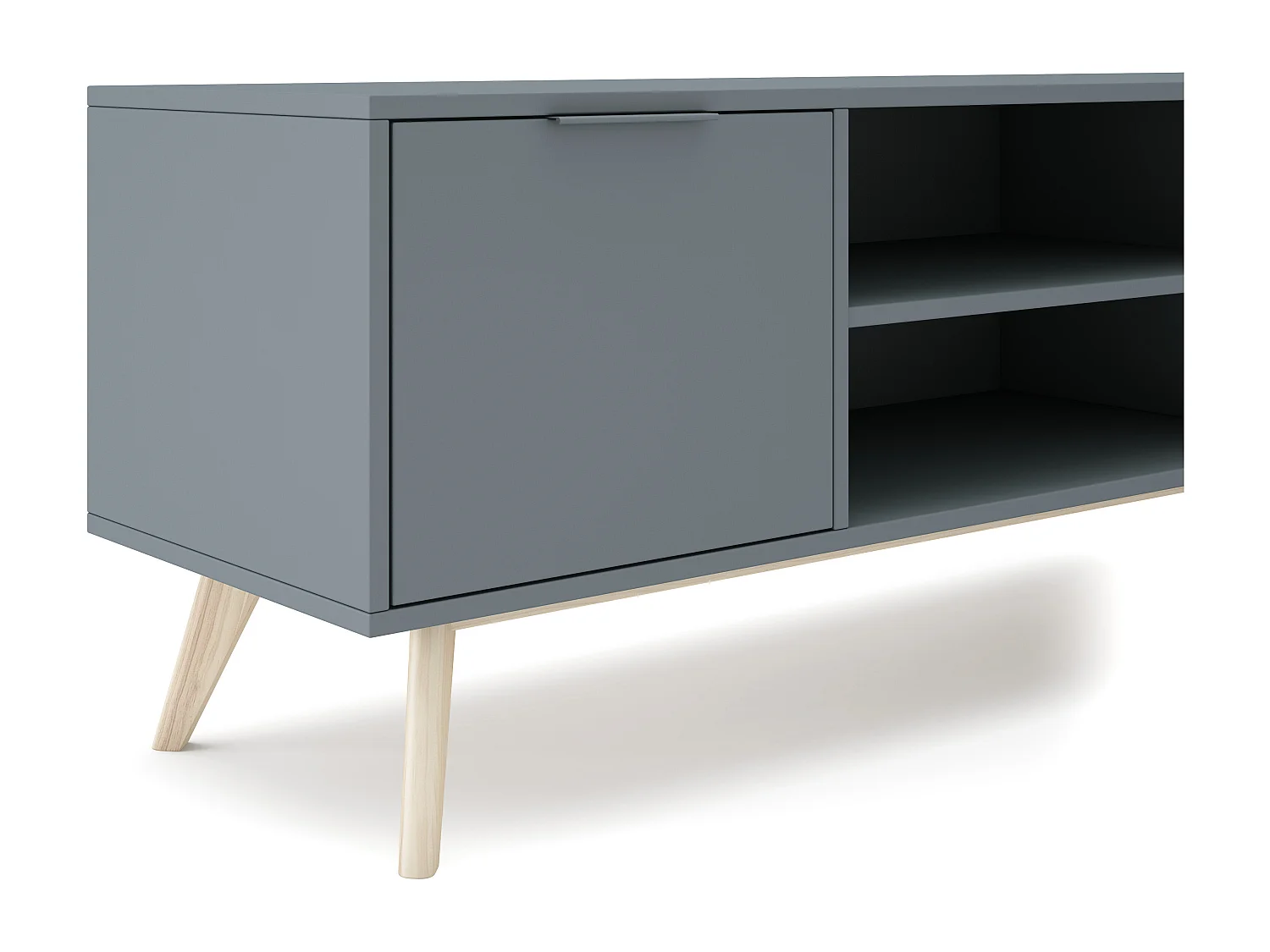 Meuble TV 2 portes avec étagères ouvertes 140x53 cm