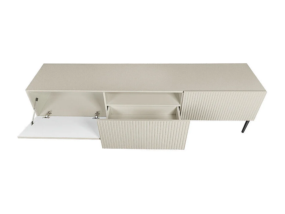 Mobile tv 2 ante ribalta 1 cassetto cashmere piede nero 200x45 cm