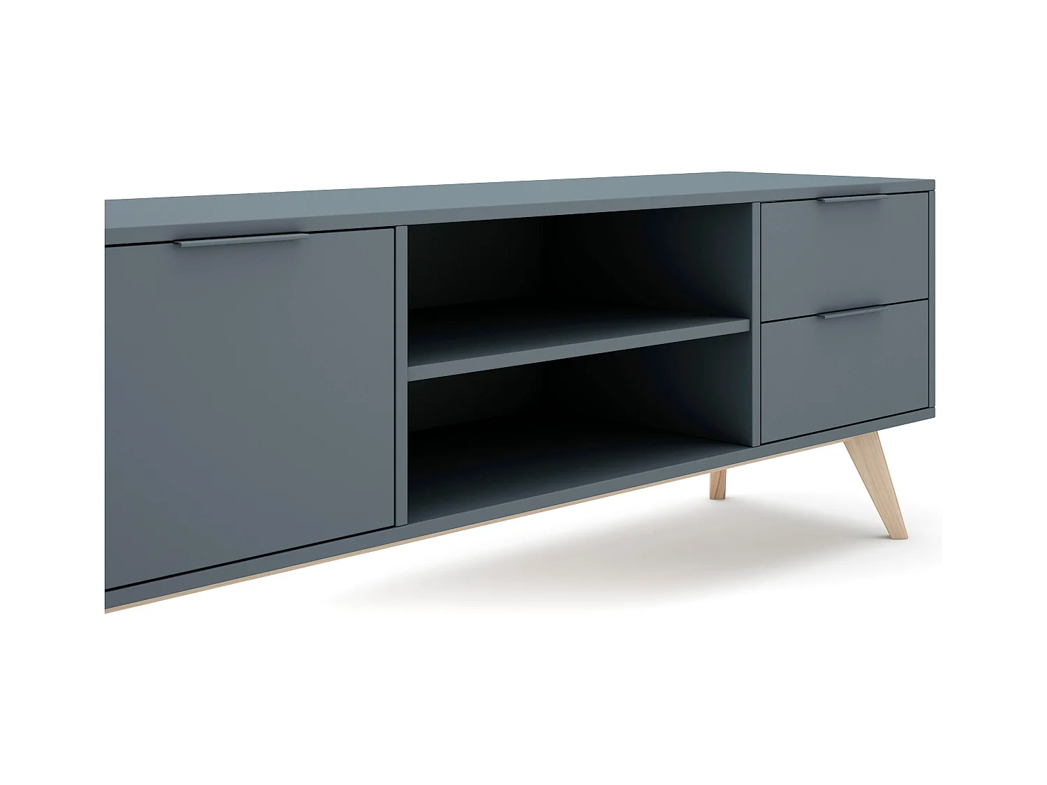 Meuble TV 2 deuren en 2 laden met bovenste planken 180x53 cm