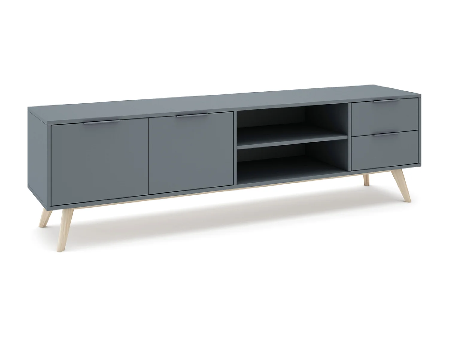 Mueble TV 2 puertas y 2 cajones con baldas abiertas 180x53 cm