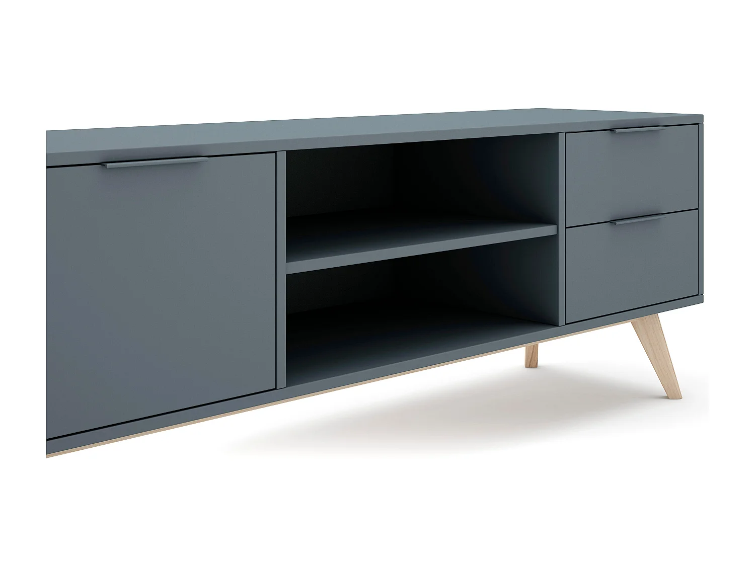 Mueble TV 2 puertas y 2 cajones con baldas abiertas 180x53 cm