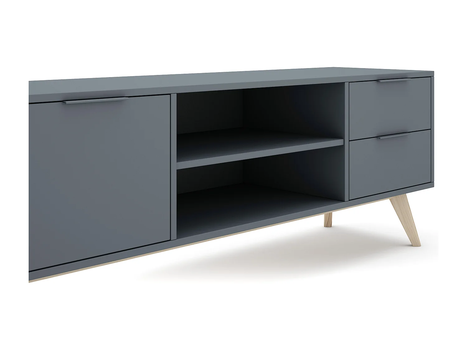 Mueble TV 2 puertas y 2 cajones con baldas abiertas 180x53 cm