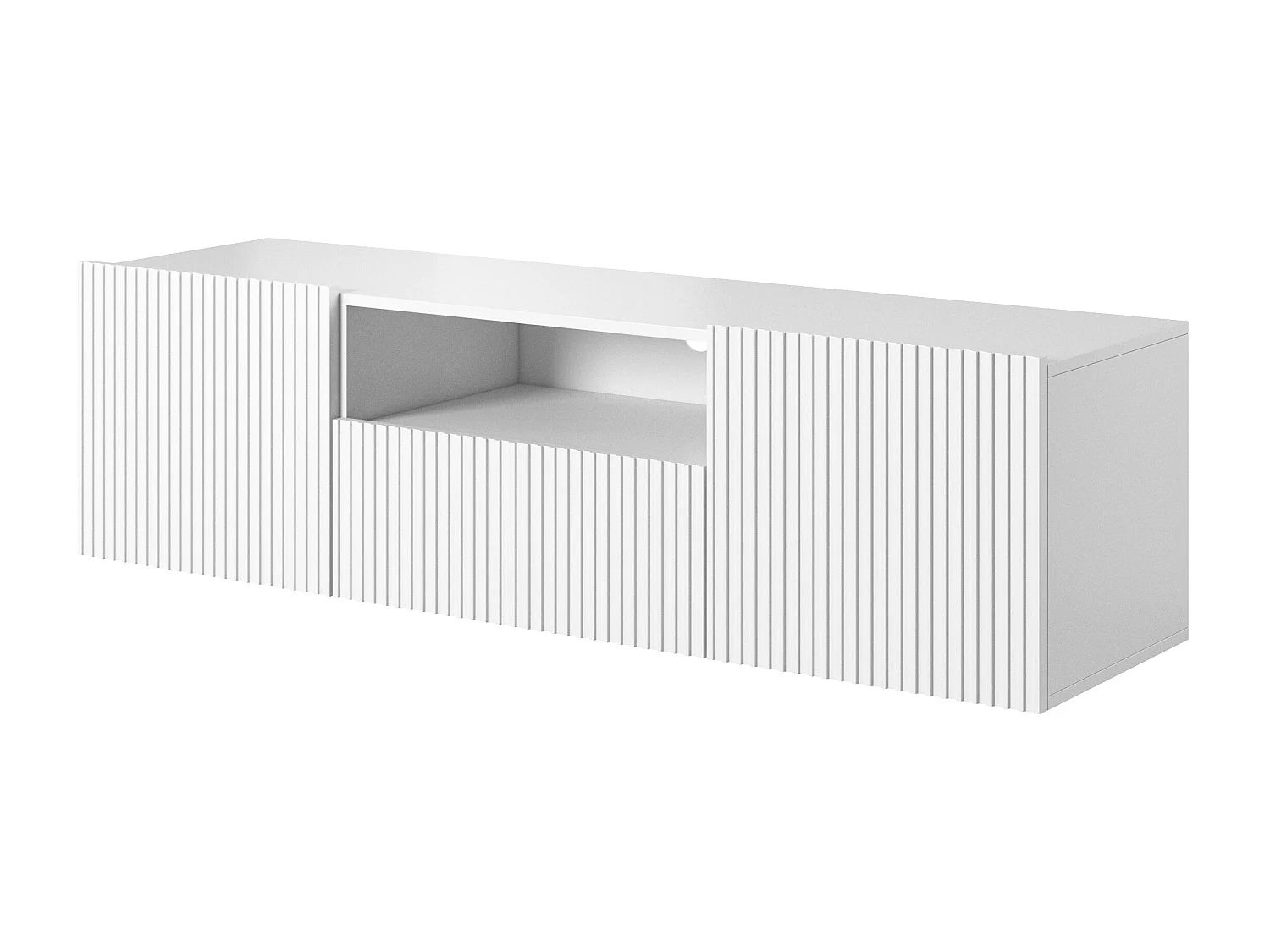 Hangend tv-meubel met 2 deuren en 1 witte plank 150x45 cm