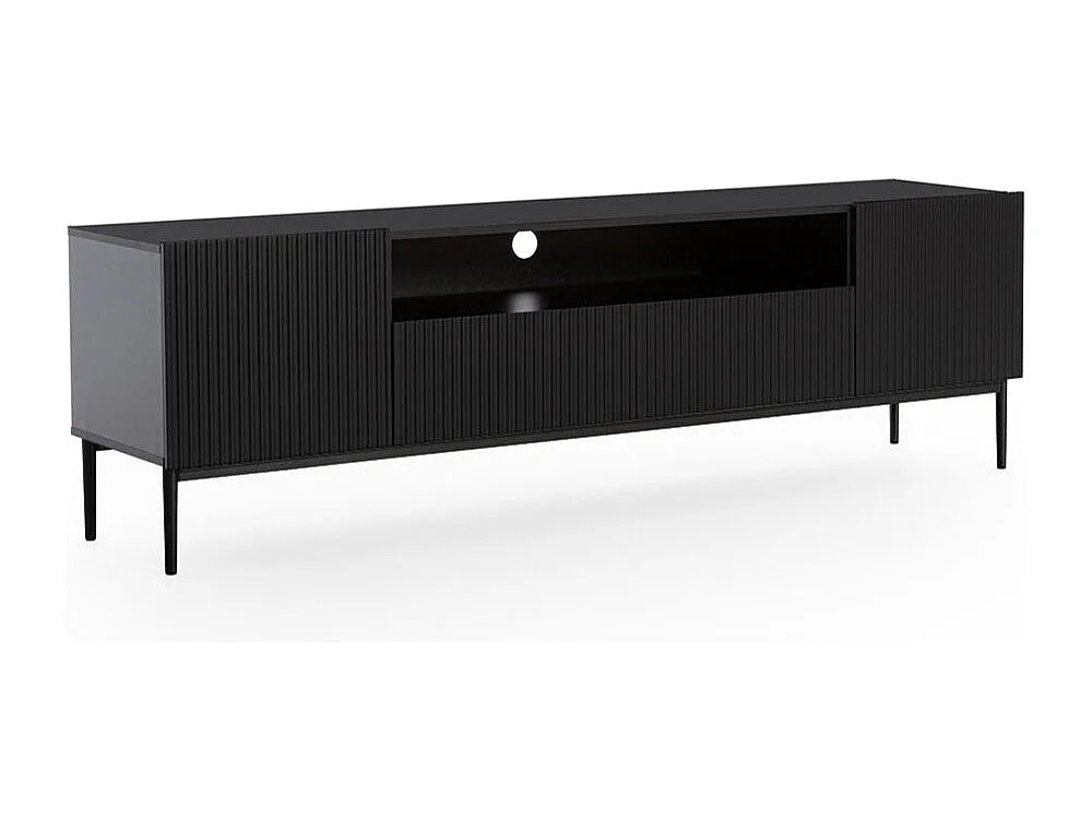 Mobile tv 2 ante e 2 cassetti con piede in metallo nero 200x45 cm