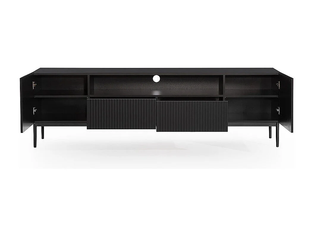 Mobile tv 2 ante e 2 cassetti con piede in metallo nero 200x45 cm