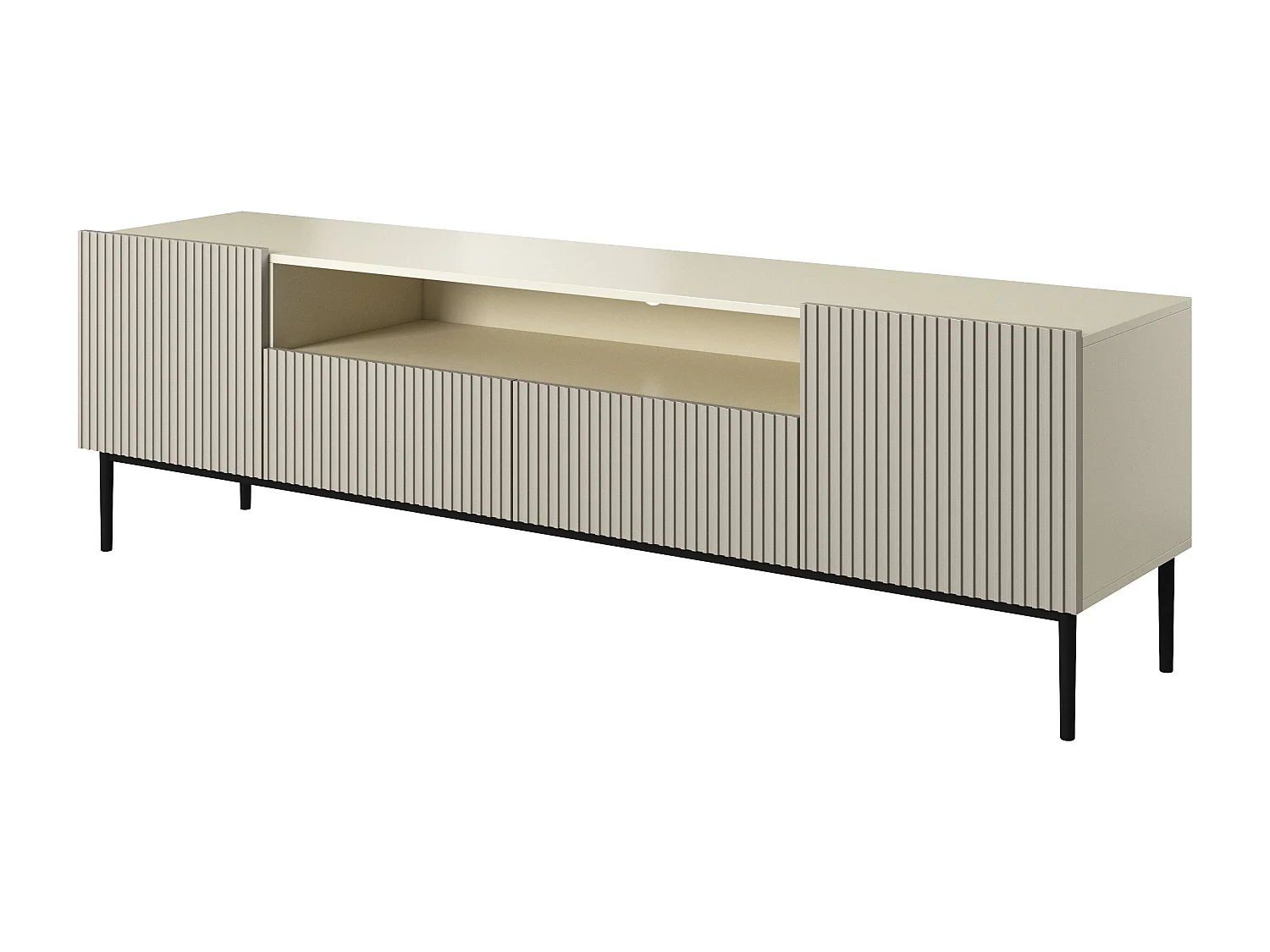Cashmere TV-meubel met 2 deuren en 2 lades met zwart metalen voet 200x45 cm