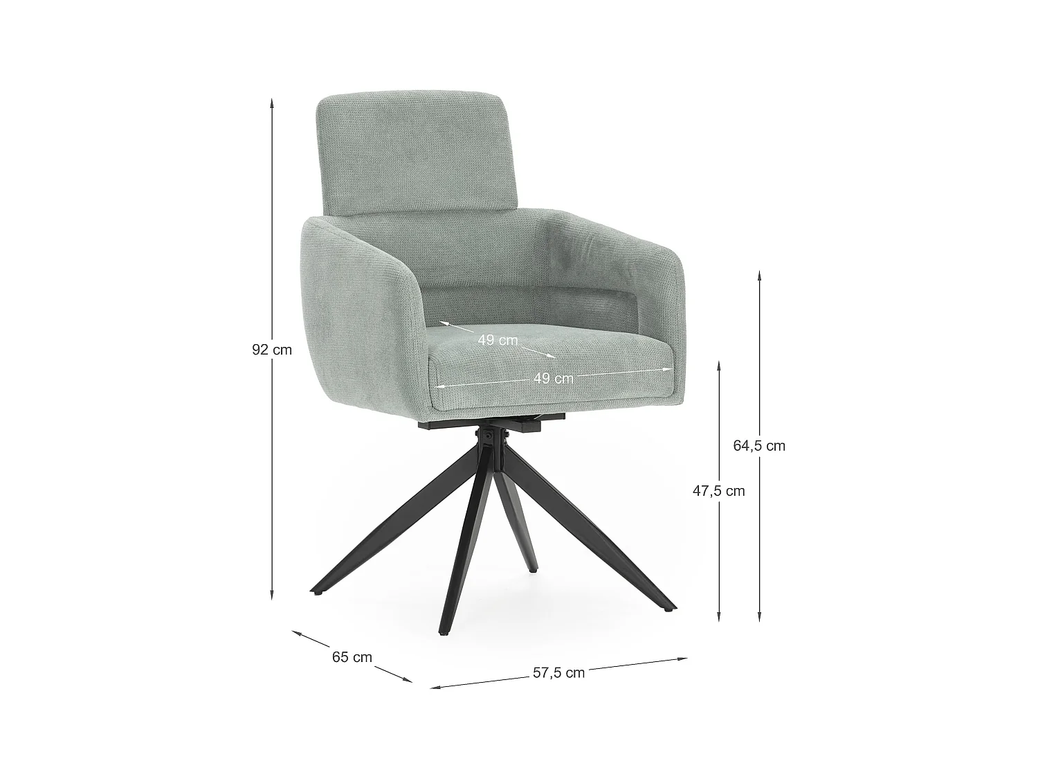 Lot de 2 fauteuils en velours côtelé pieds métal 57x65 h92 cm