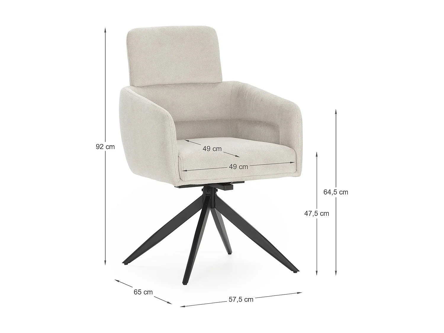 Lot de 2 fauteuils en velours côtelé pieds métal 57x65 h92 cm