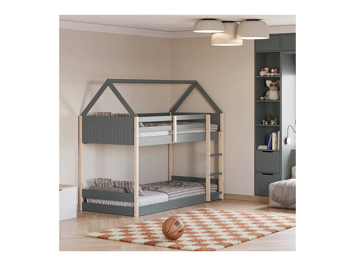 Lits superposés Montessori couchages 90x190 cm en forme de maison - OSCAR