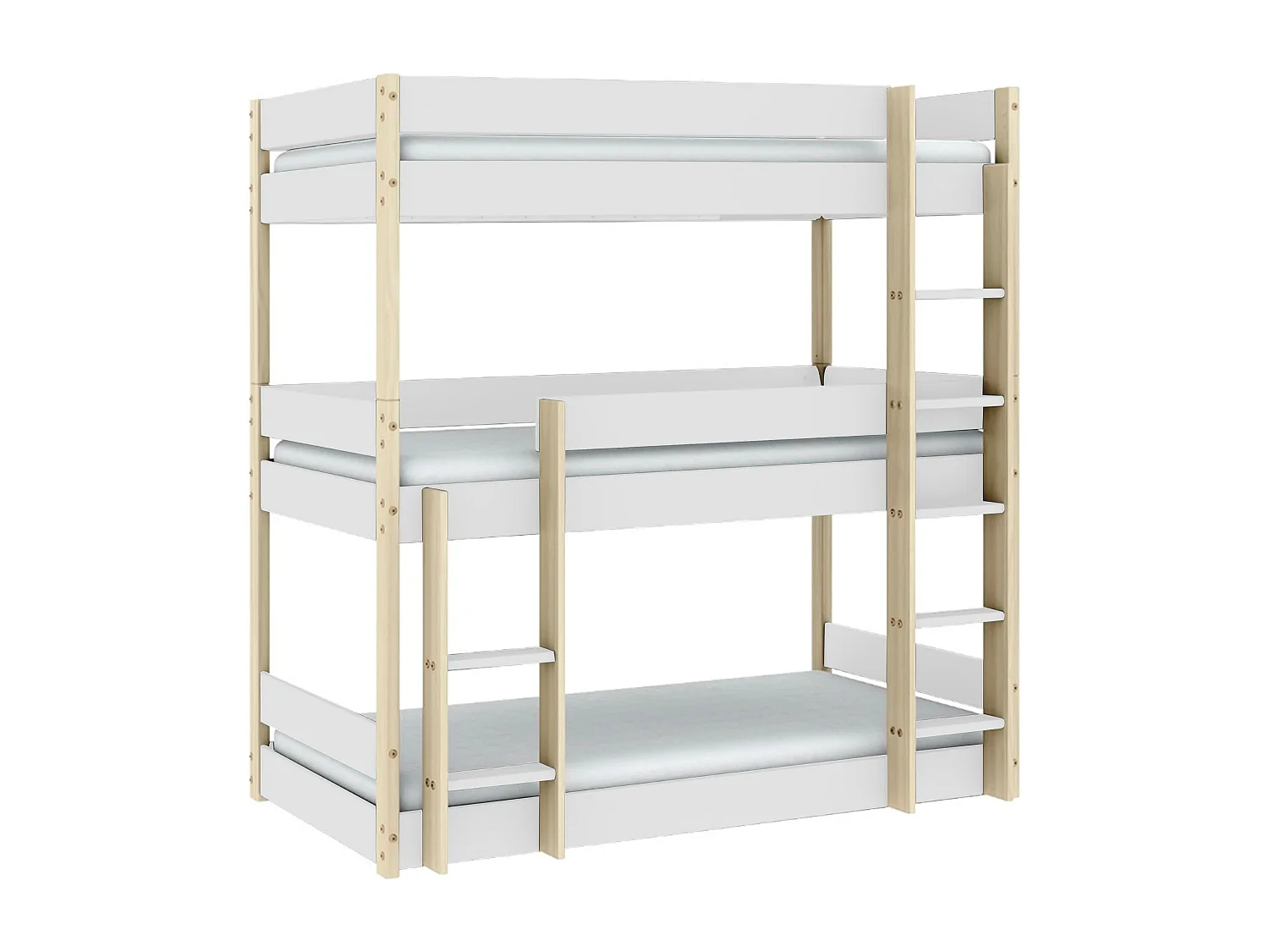 Litera infantil de tres plantas blanca 200x197 cm