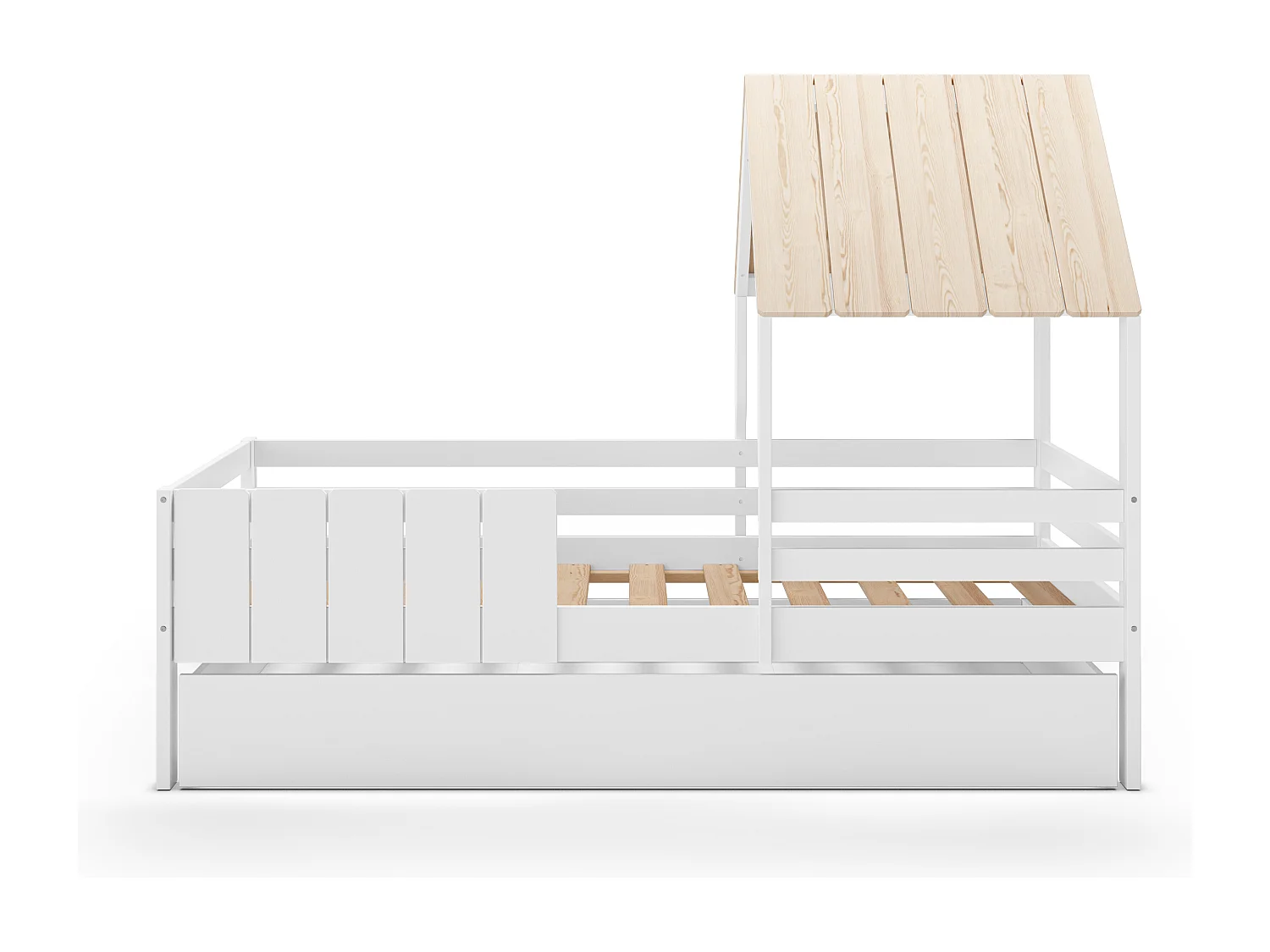 Lit superposé forme maison blanche 201x114 cm