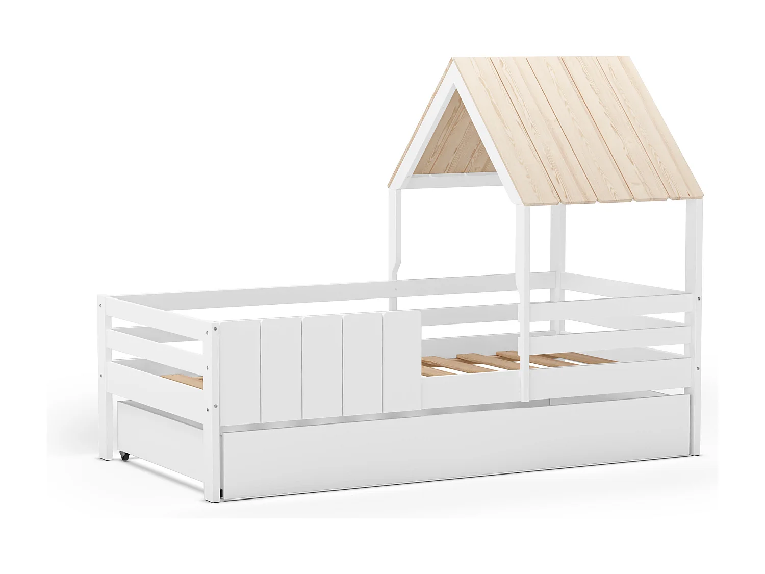 Lit superposé forme maison blanche 201x114 cm