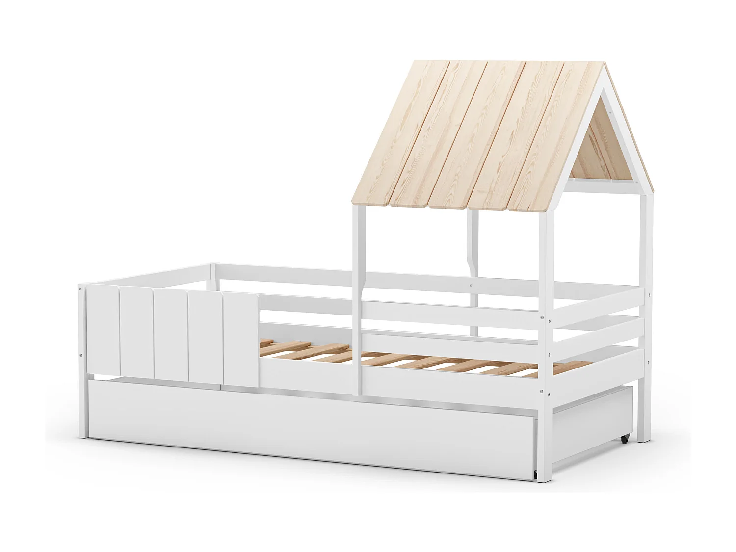 Lit superposé forme maison blanche 201x114 cm