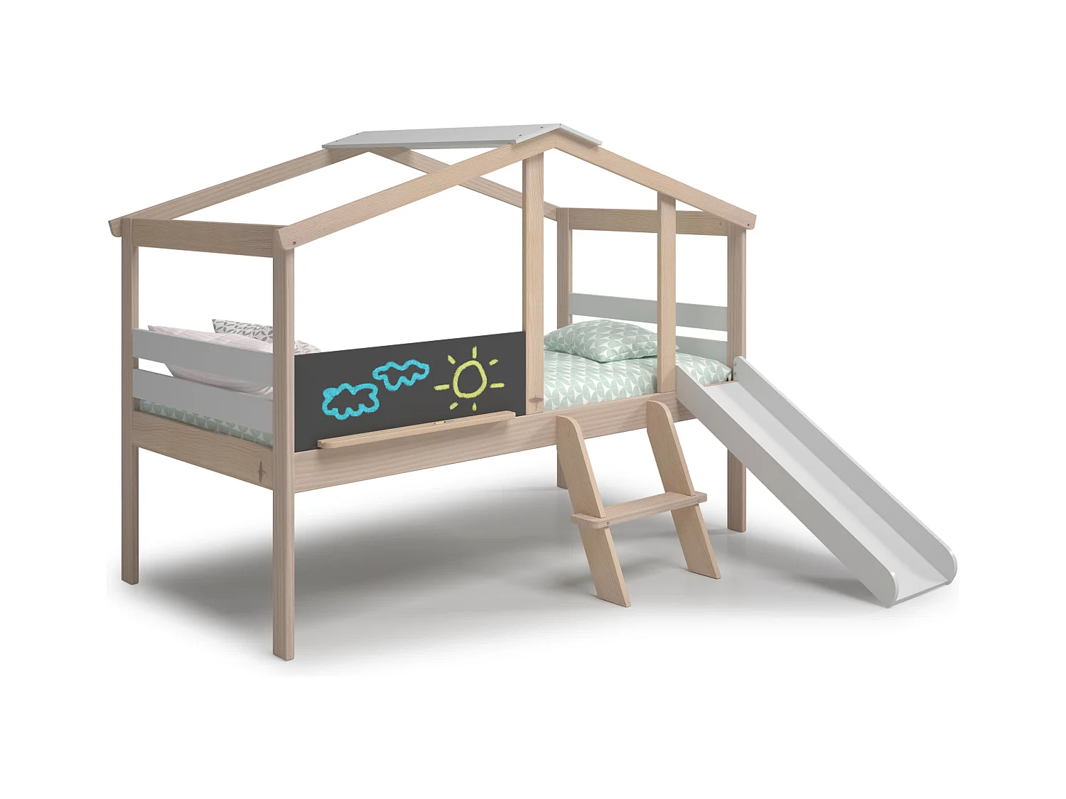 Weißes Bett im Hausstil, 205 x 147 cm