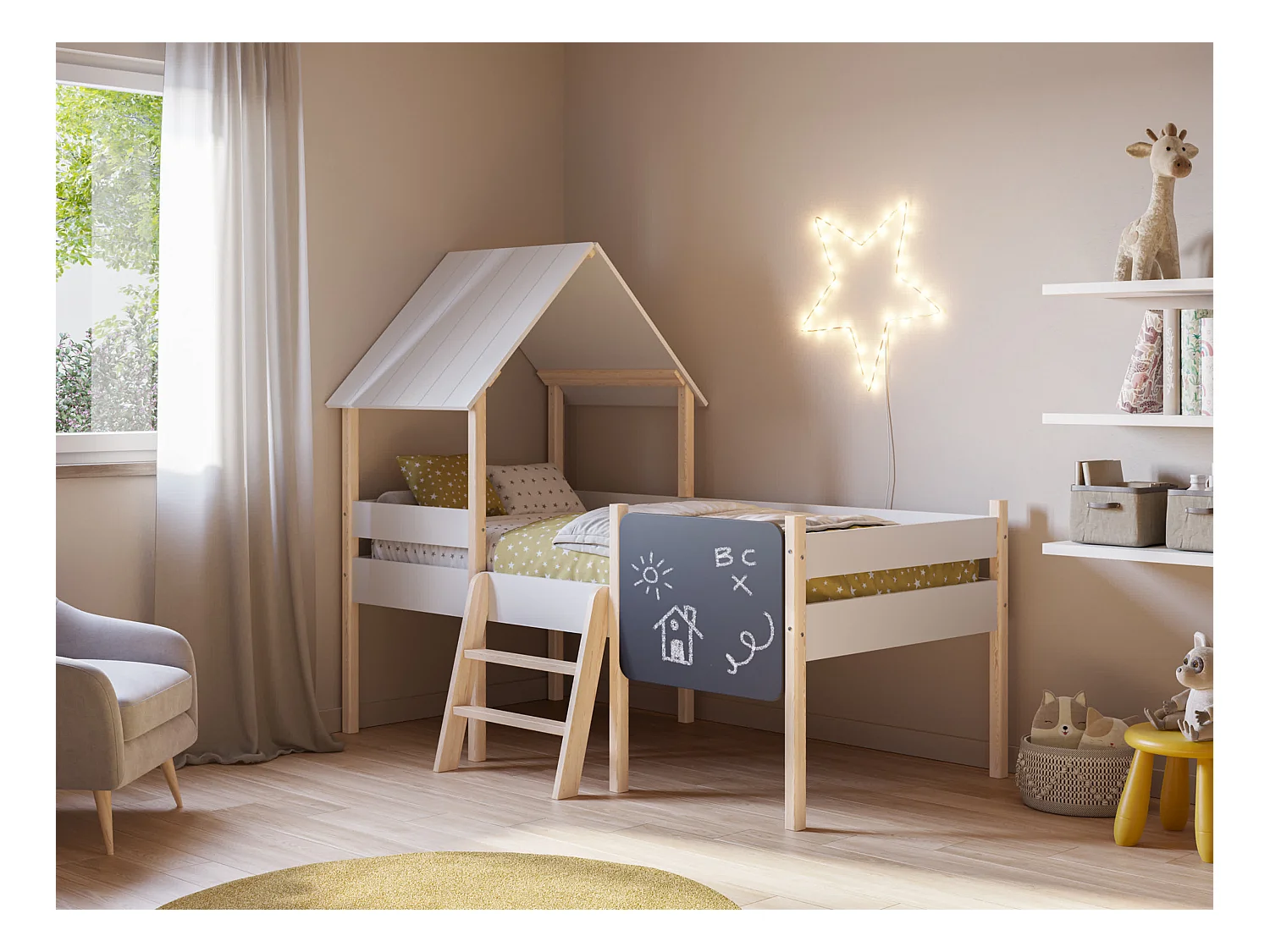 Cama estilo casa 203x176 cm