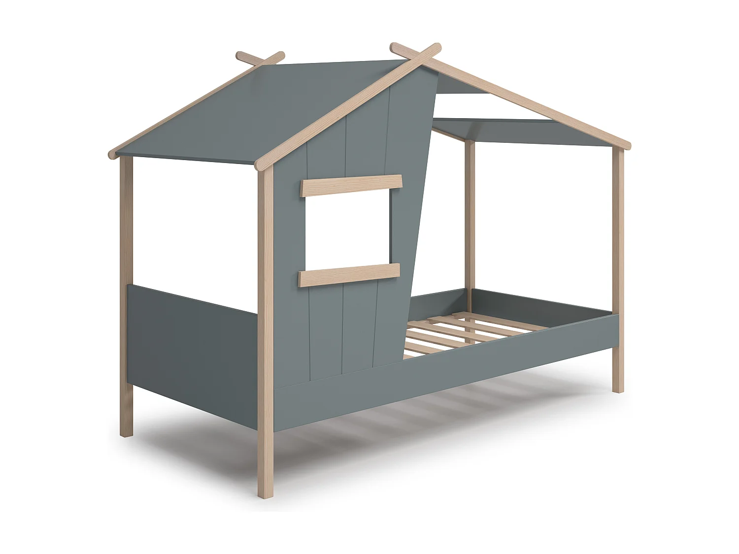 Lit cabane avec toit et fenêtre 90x190 cm MARIA