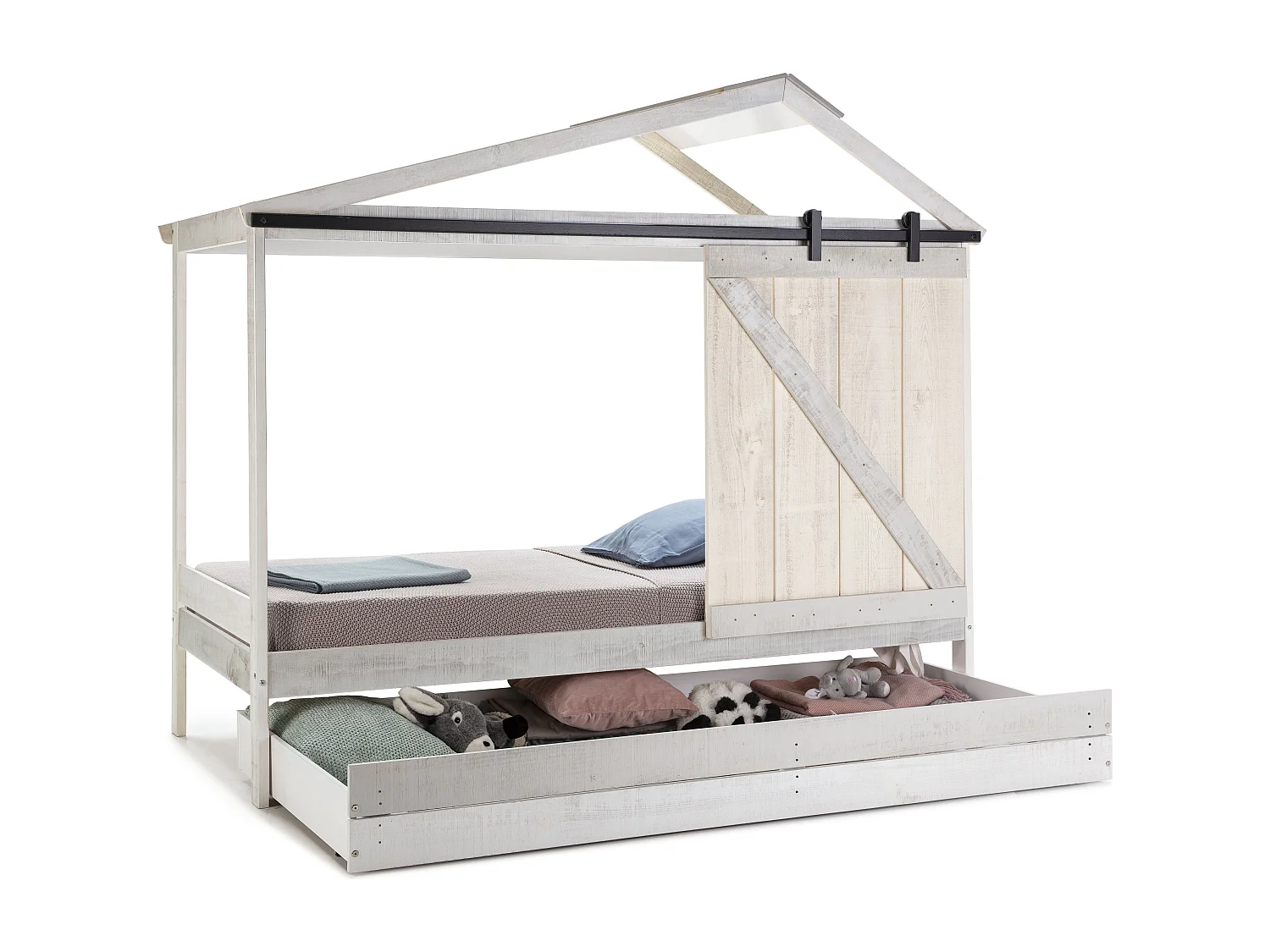 Graues Bett im Hausstil, 208 x 183 cm